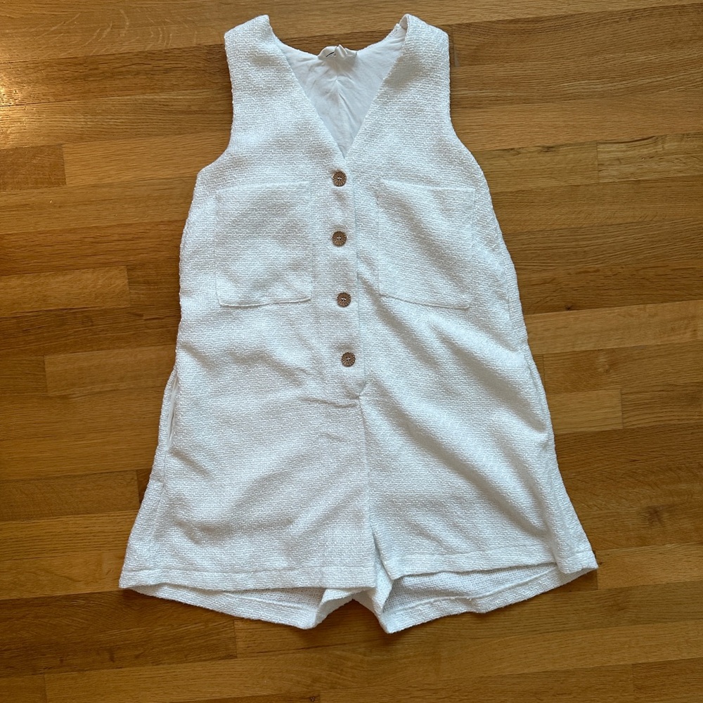 Pomander Place Textured White Kids Romper